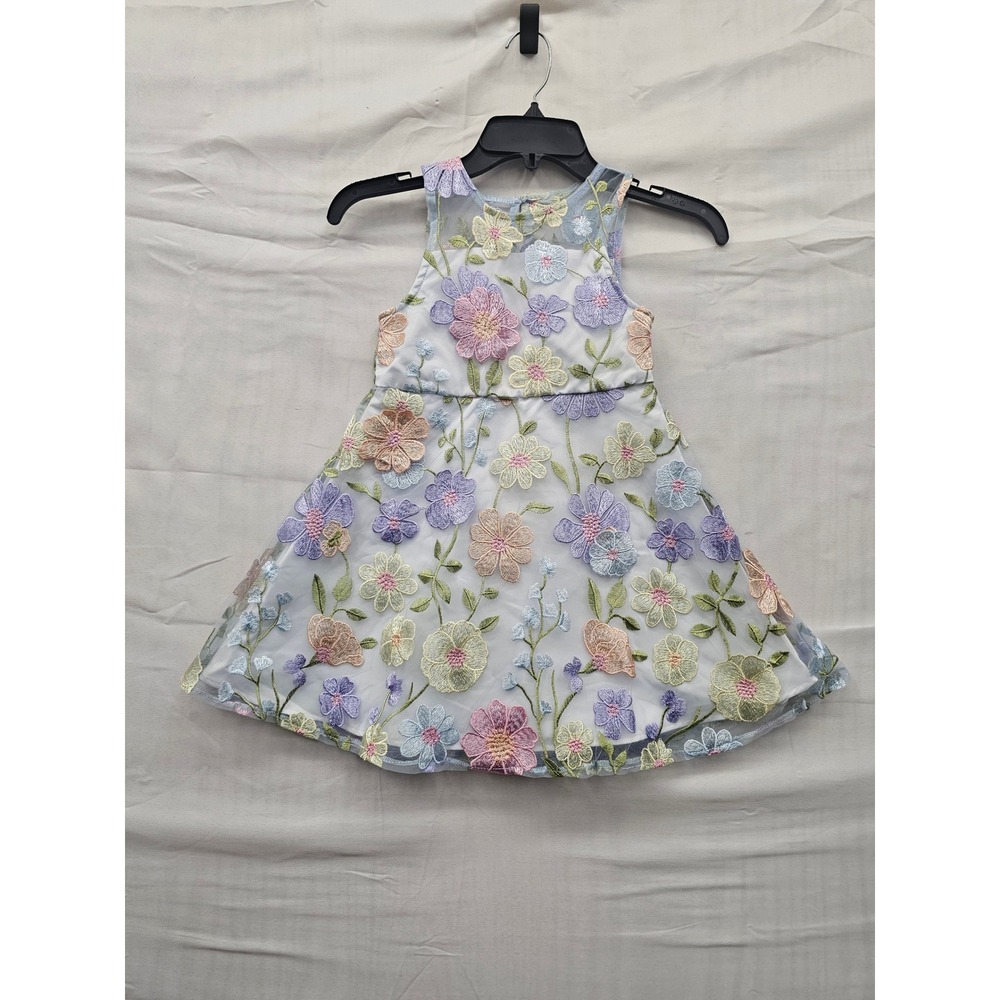 Rare‎ Editions Girls Embroidered Mesh Party Dress Multicolor Nylon Size XS 4/5